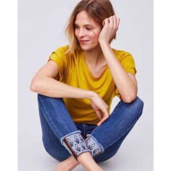 Loft - Skinny Jeans Embroidered Cuff sz 6 - Picture 2 of 10